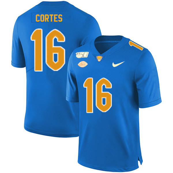 2019 Men #16 Jake Cortes Pitt Panthers College Football Jerseys Sale-Royal